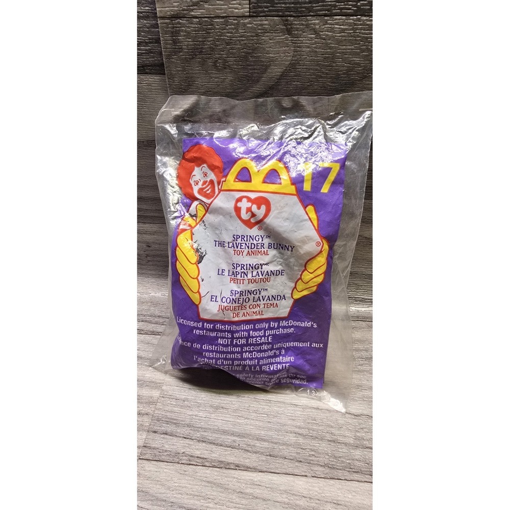 Ty Beanie Baby McDonalds Springy The Lavender Bunny Happy Meal Mini Plush #17 - Picture 1 of 2
